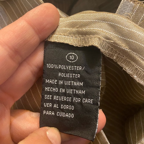 Jenna short sleeve collared buttoned pinstripe tan white blazer jacket 10 - Picture 3 of 8